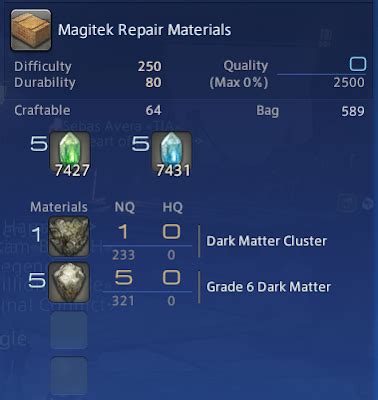 sets of magitek repair materials.